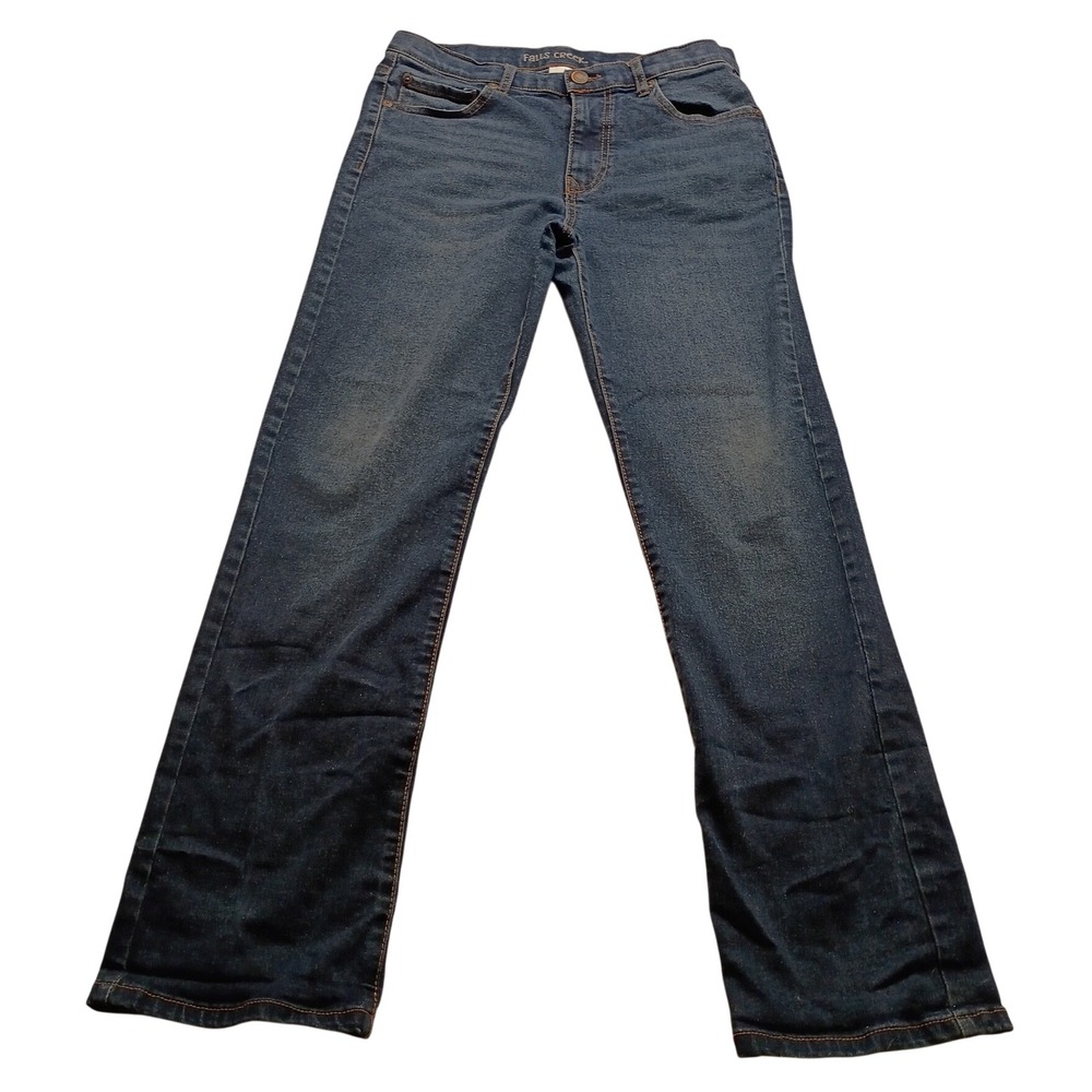 Falls Creek Girls Straight Leg Jeans Blue Denim Med Wash Size 16 Stretch Blend